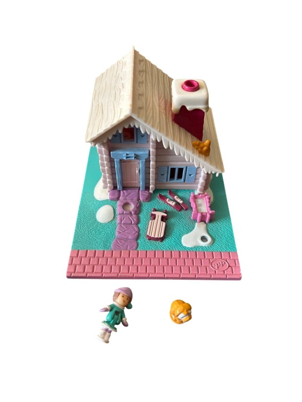 Polly Pocket Winter Chalet Playset With Doll Dog & Accessories - Vintage 1990s B
